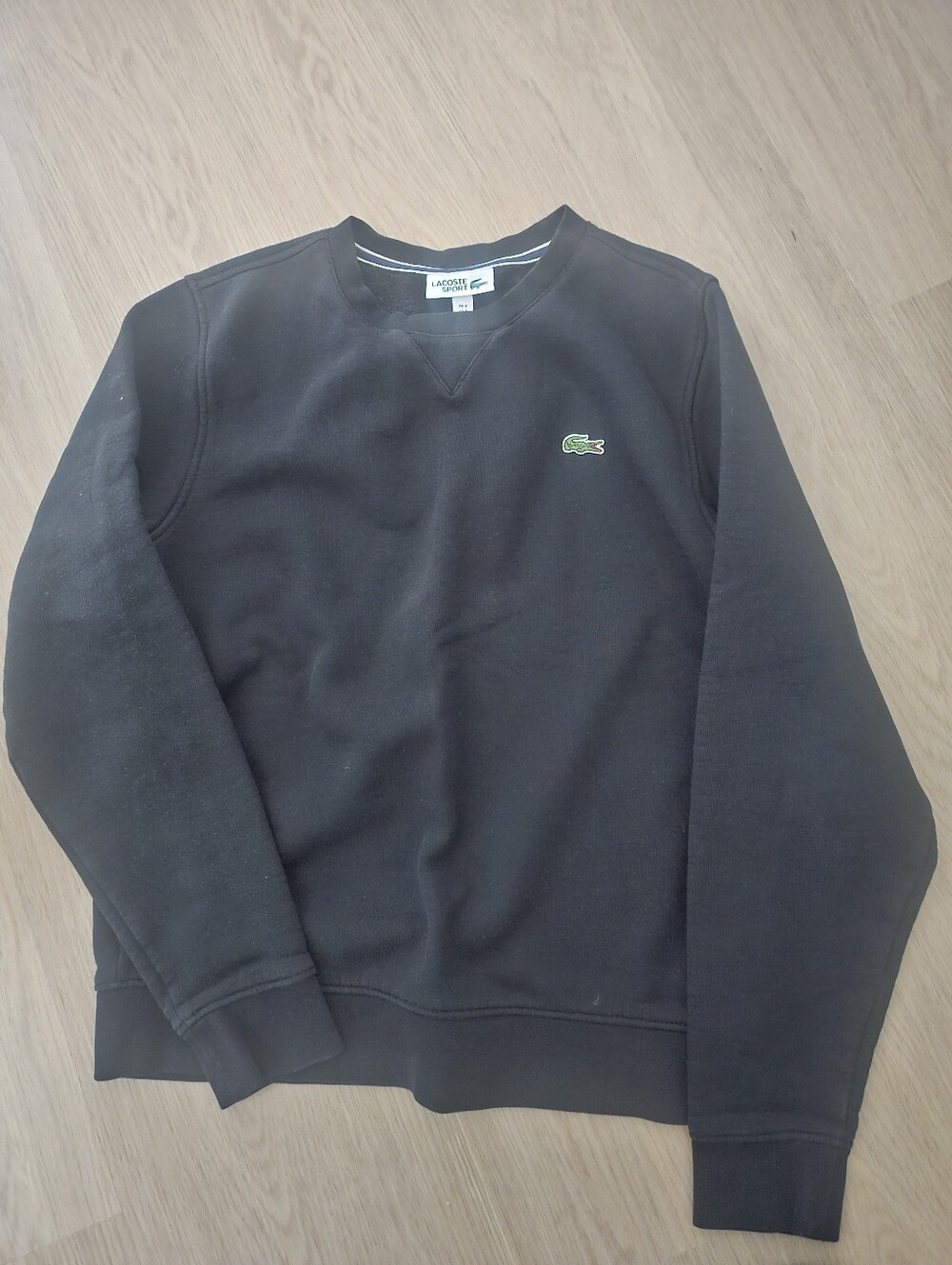 Lacoste Black Crewneck Sweatshirt with Green Crocodile Logo